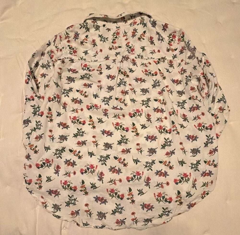 Lucky Brand Women's White Floral Print Long Sleeve Button-Down Shirt - Picture 8 of 14